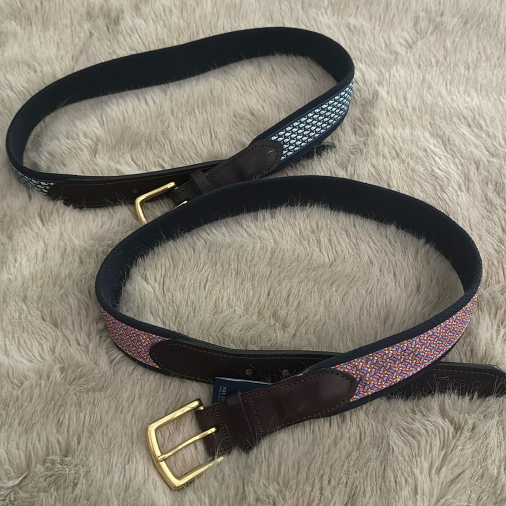 Two canvas and leather Vineyard Vines Men’s Belts